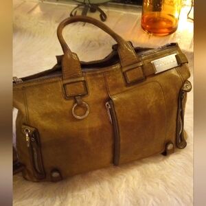 Mens Piquadro Satchel. Brown Leather.